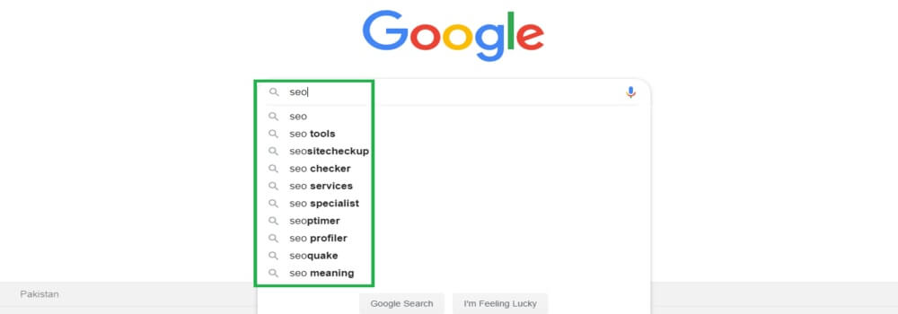 Google search bar for Keyword