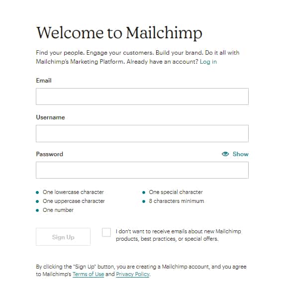 Create an Account on MailChimp