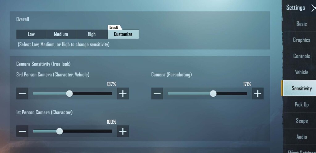 Camera Sensitivity (Free look)