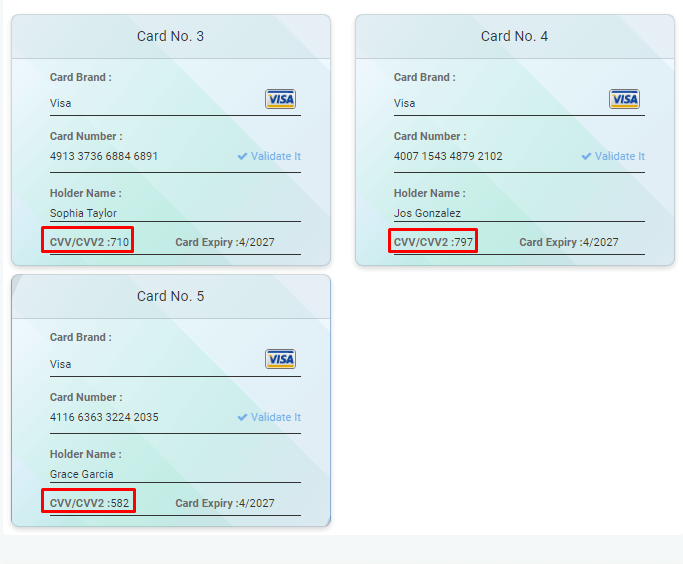 It should Provide CVV Number