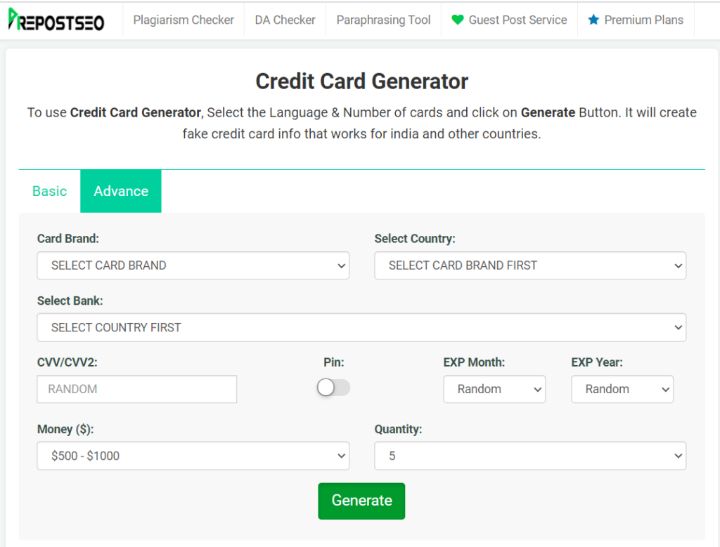 Prepostseo Card Generator