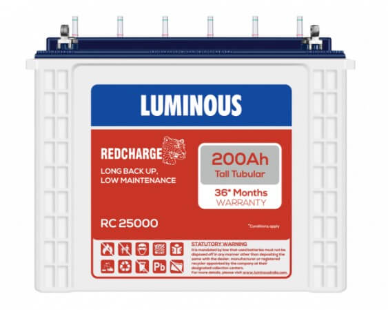 Luminous Tall Tubular RedCharge Battery 200 Ah - RC25000