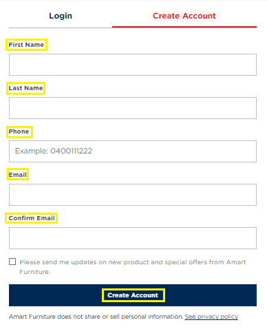 How to login in Amart Furniture Platform