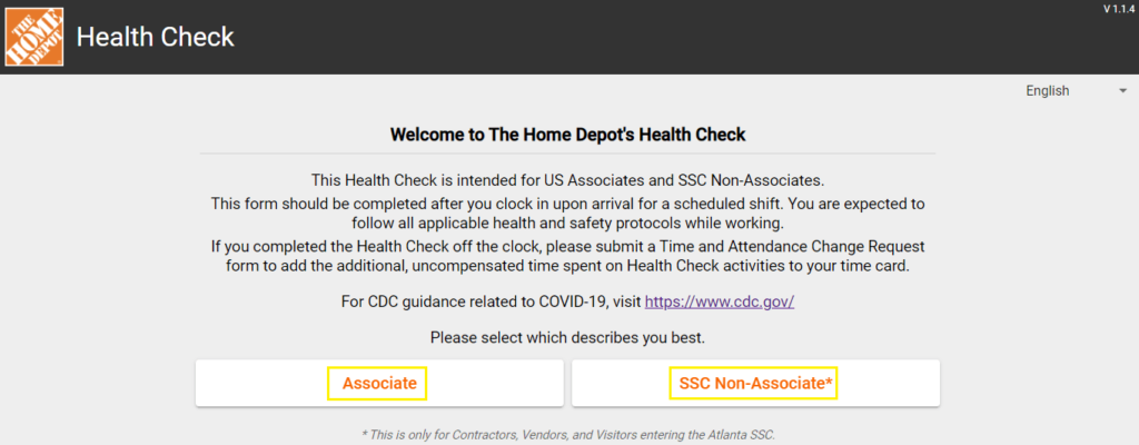 Login Process in Home Depot Health Check App