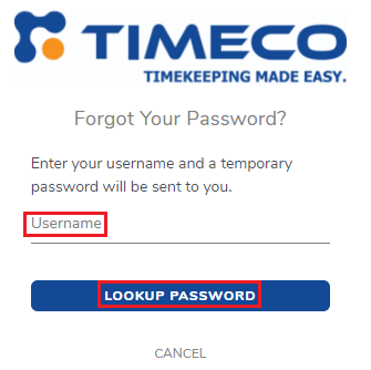 How to Reset the “TIMECO login” password?