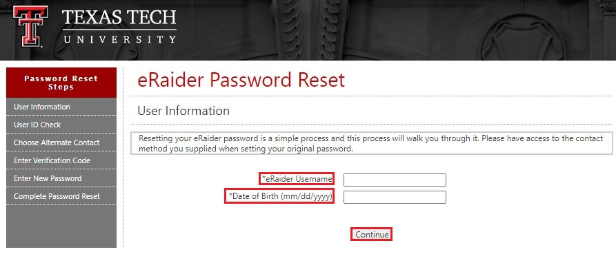 How to Reset your password or Username