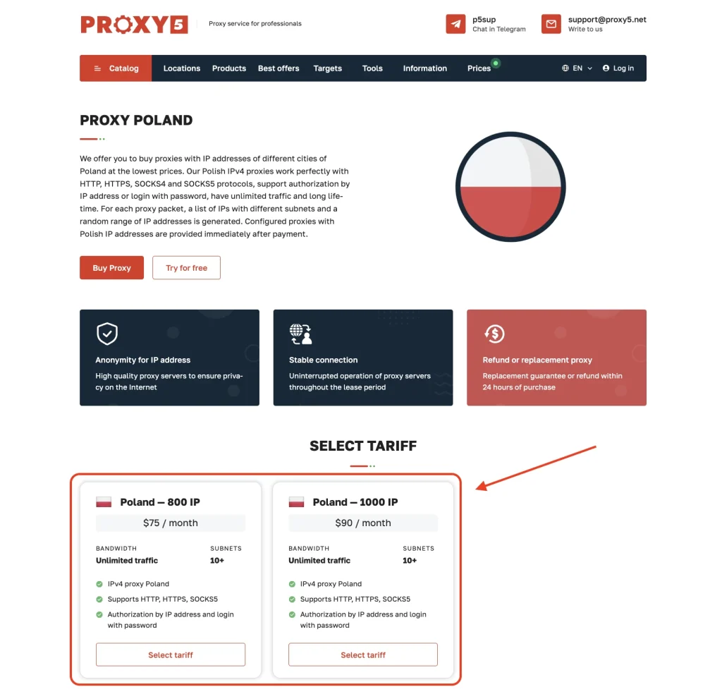 Overview of Paid Polish Proxies by Proxy5